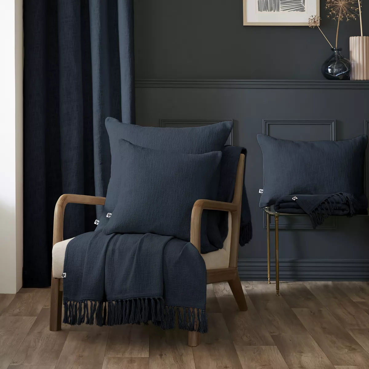 Cuscino rettangolare  cotone (40 x 60 cm) Sixtine Blu notte