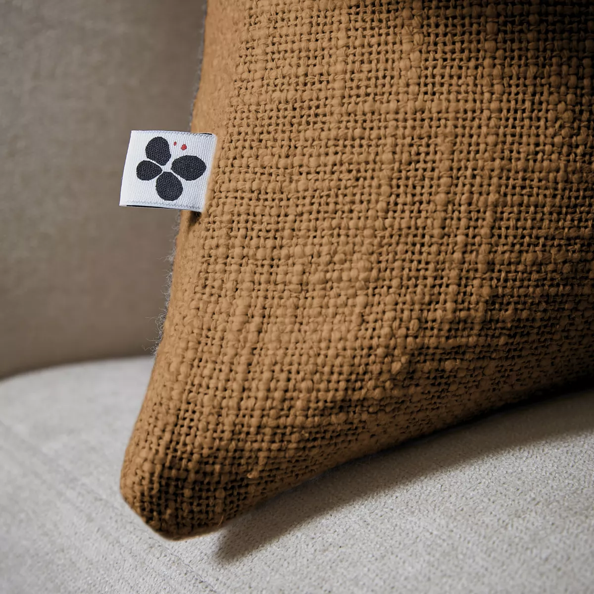 Coussin dŽhoussable 60 x 60 cm Slub SIXTINE Camel