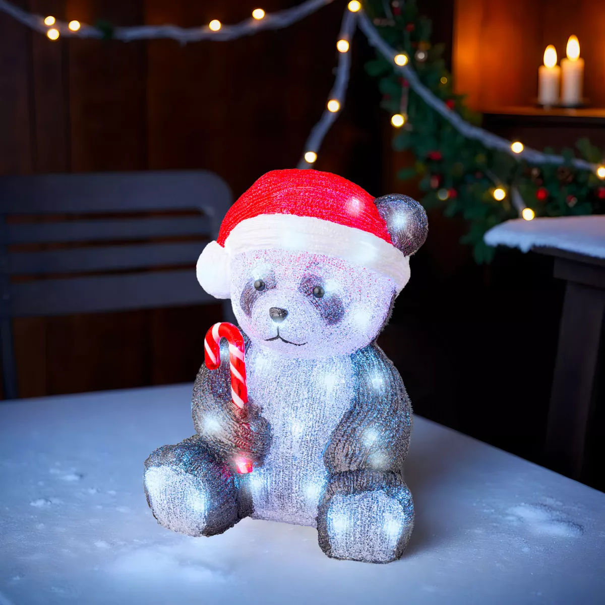 Beleuchteter Panda 50 LED (H36 cm) Charlie Kaltweiß