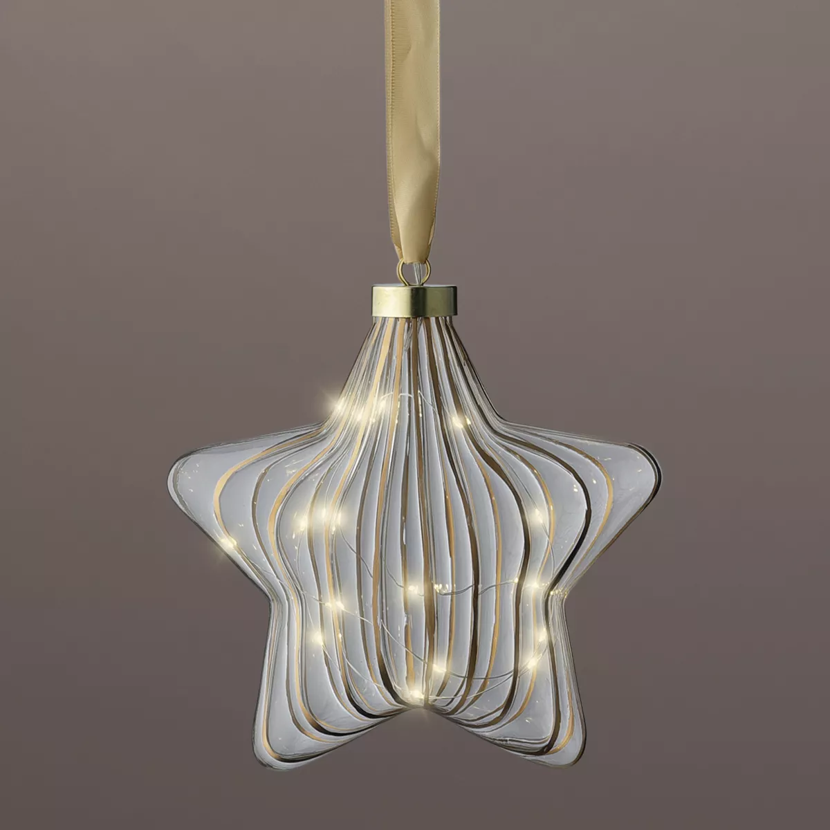 Beleuchteter Stern Batteriebetrieben15 LED (D20 cm) Vintage Gold/Warmweiß