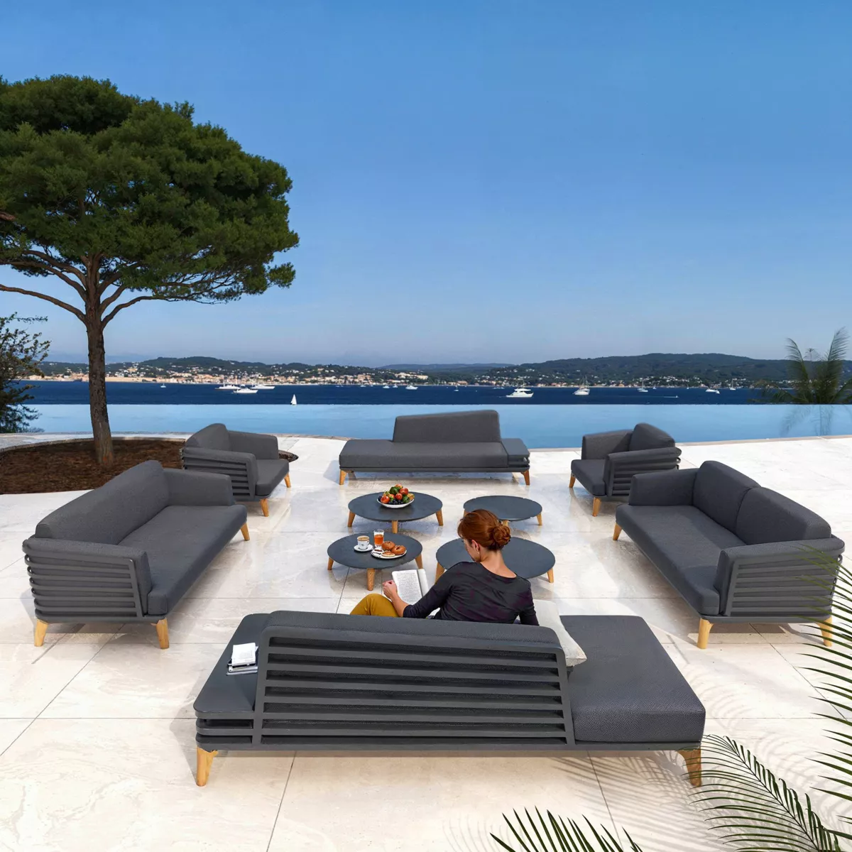 Chaiselongue Garten Aluminium Monte Carlo - Anthrazitgrau