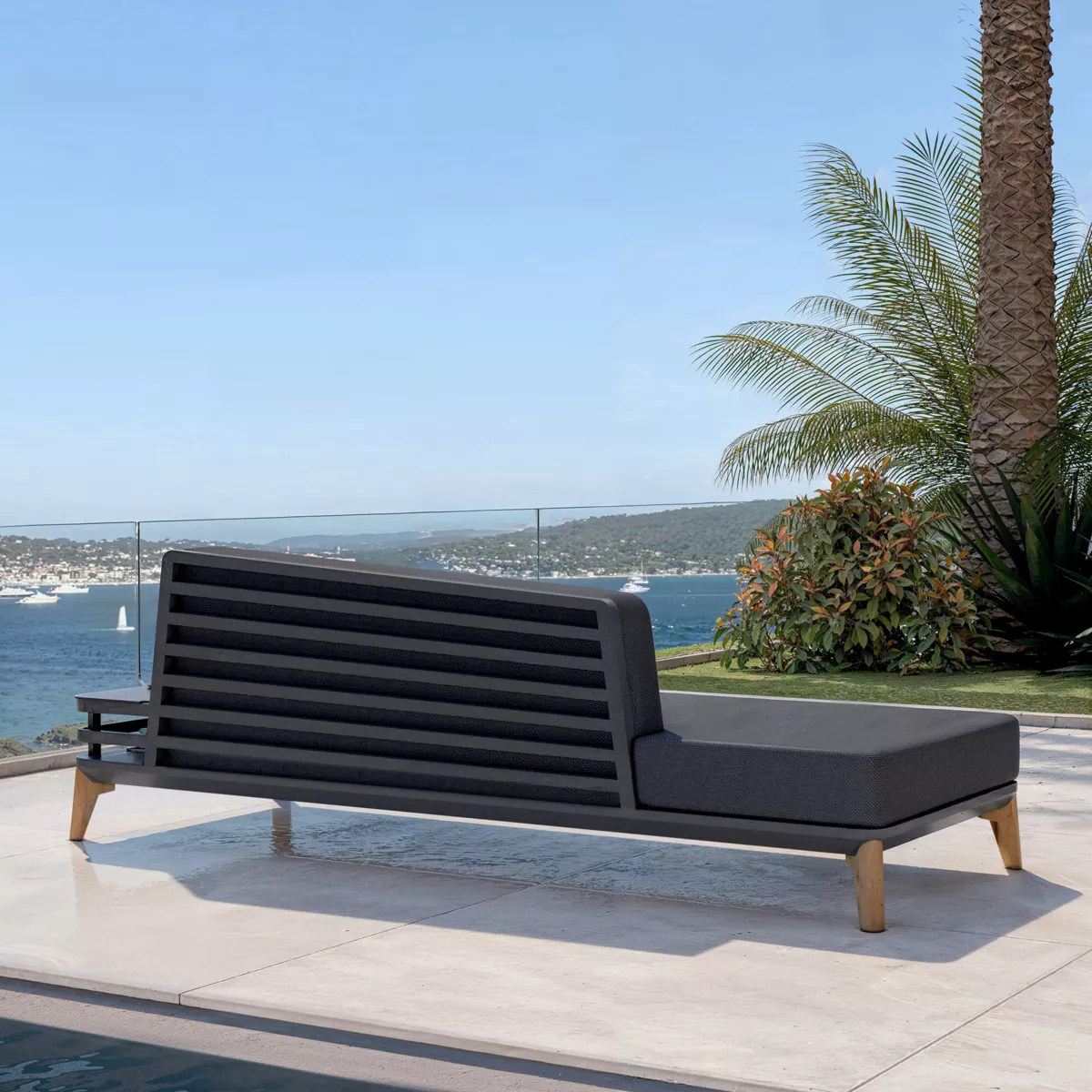 Méridienne de jardin aluminium Monte Carlo - Gris anthracite