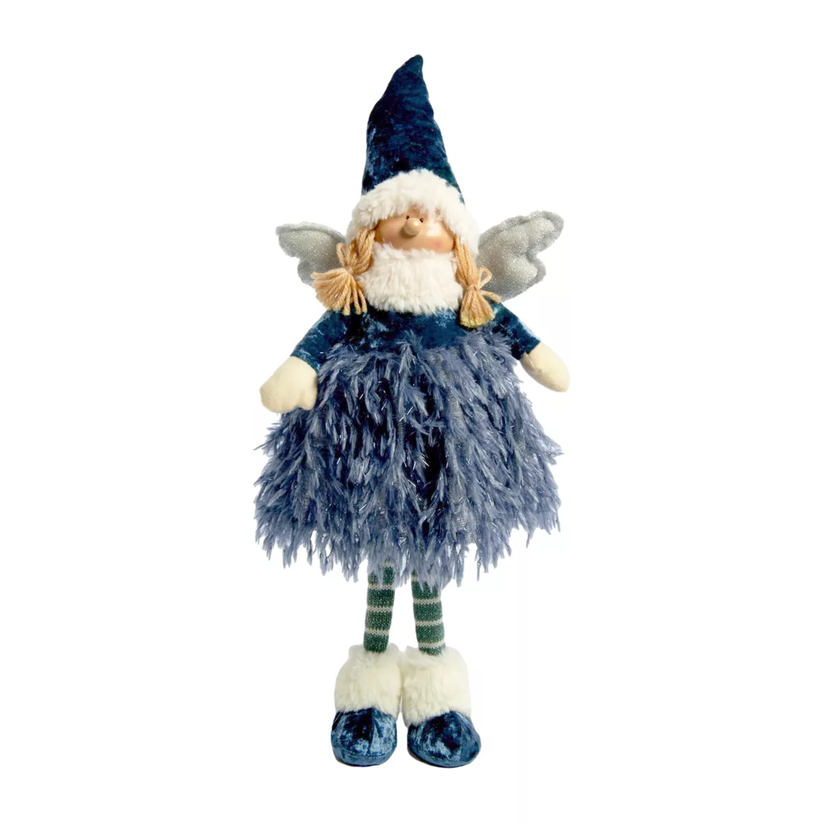 Bambola di Natale (H45 cm) Angelo in piuma Blu notte