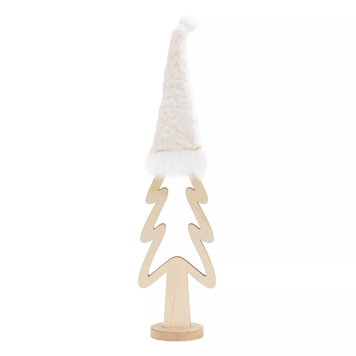 Weihnachtsbaum aus Holz zum Aufstellen (H33 cm) Weiße Mütze