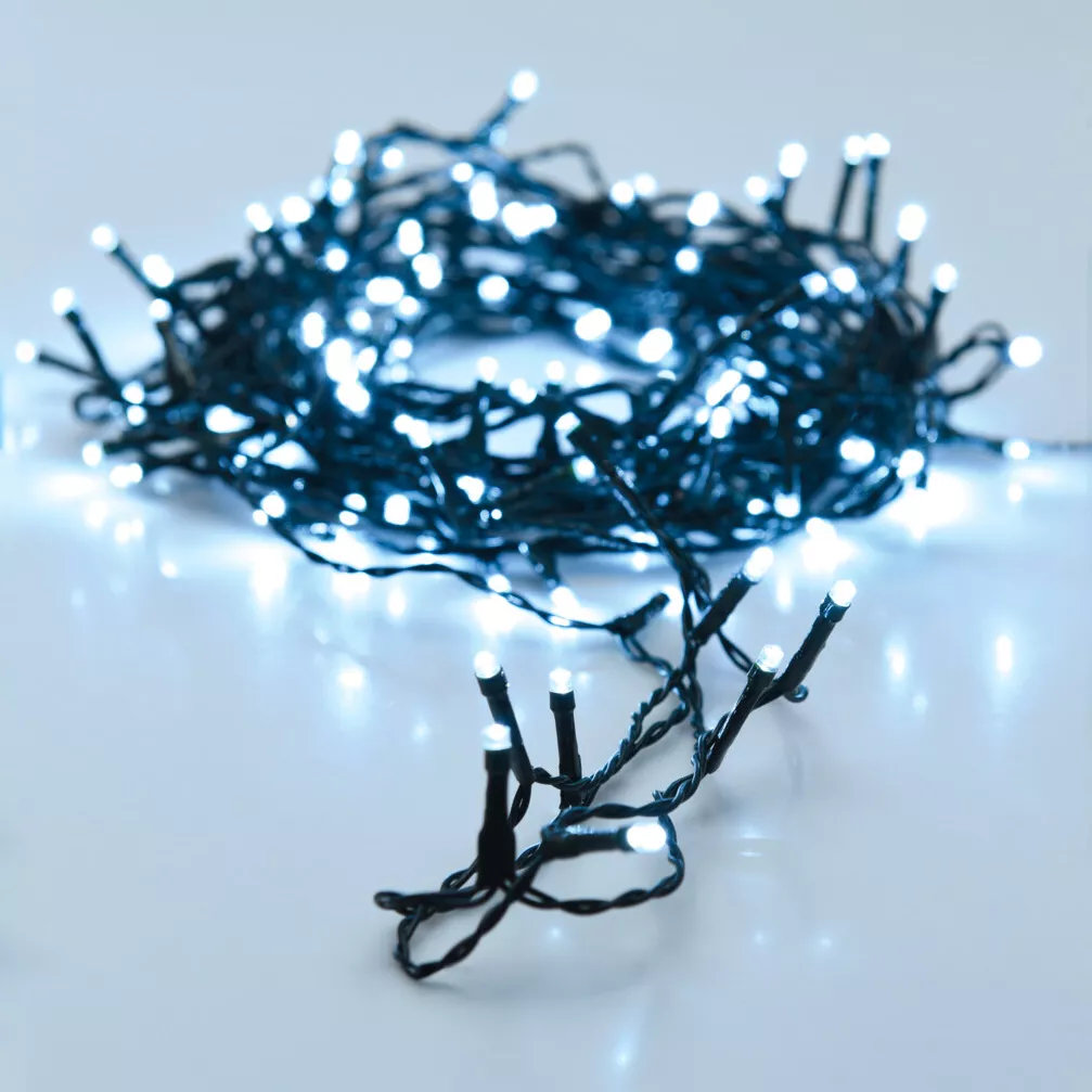 Guirlande lumineuse à piles 7,2 m 96 LED câble noir Luxe Blanc froid