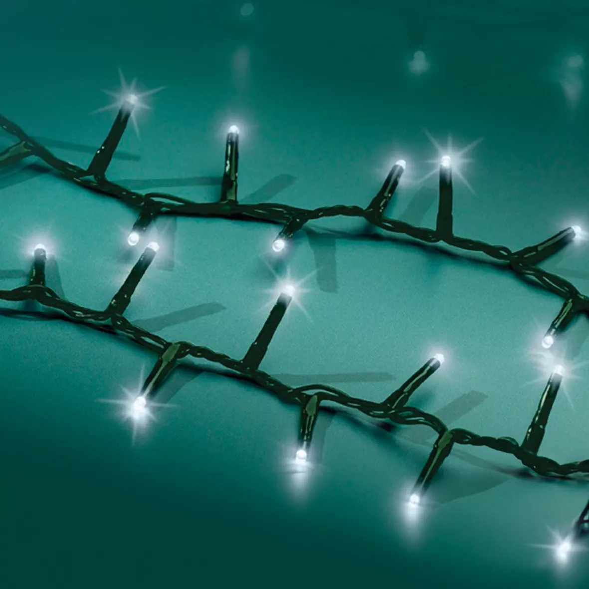 Guirlande lumineuse 16 m 750 LED câble vert Luxe Blanc froid