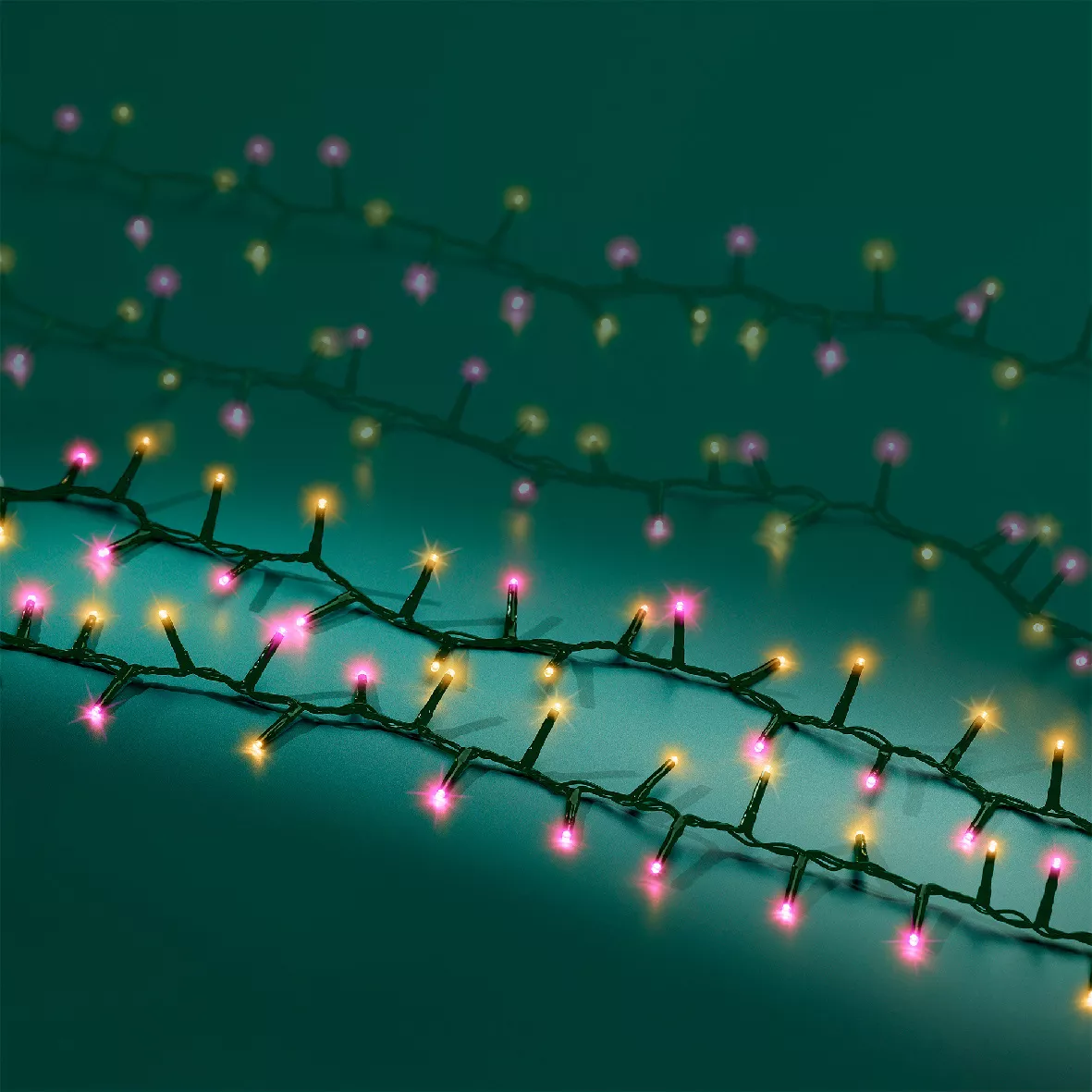 Guirnalda luminosa 22,5 m 1000 LED cable verde Lujo Bicolor Rosa y blanco