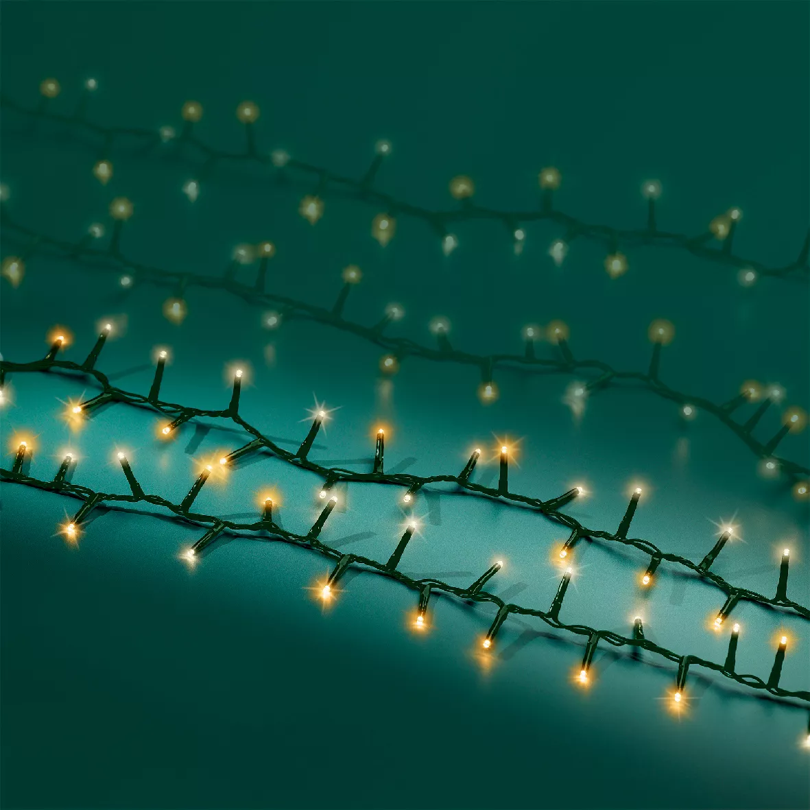 Guirlande lumineuse 45 m 2000 LED câble vert NewLuxe Blanc chaud/chaud doré