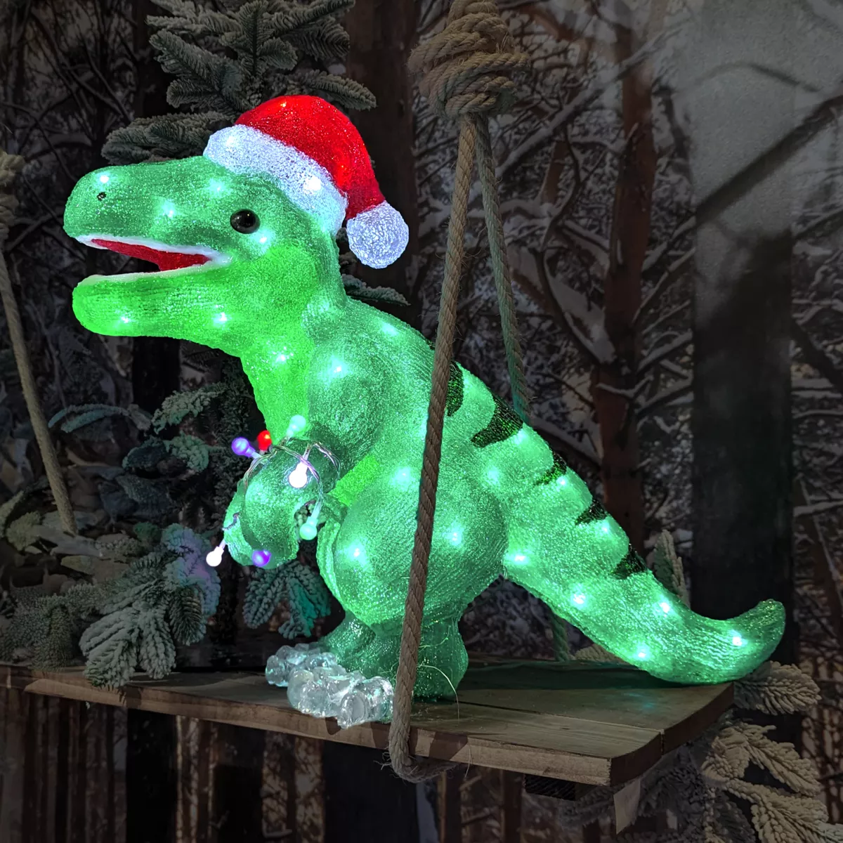 Dinosaure lumineux 80 LED (H47 cm) Rex Blanc Froid