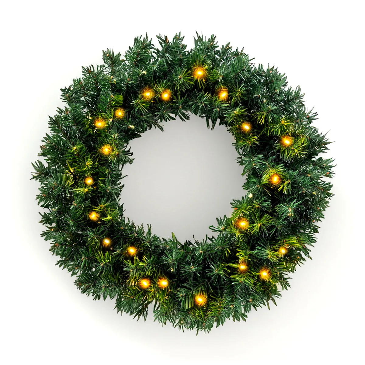 Corona de Navidad luminosa (D60 cm) Royal Verde y blanco cálido