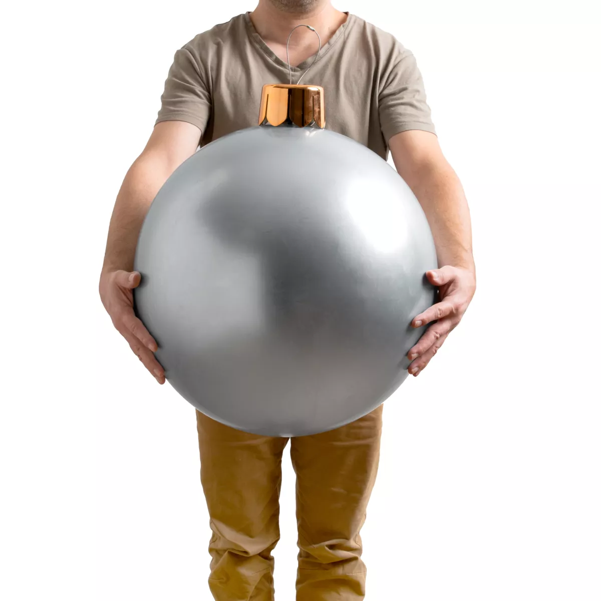 Grande boule de Noël gonflable D45 cm Argent 1