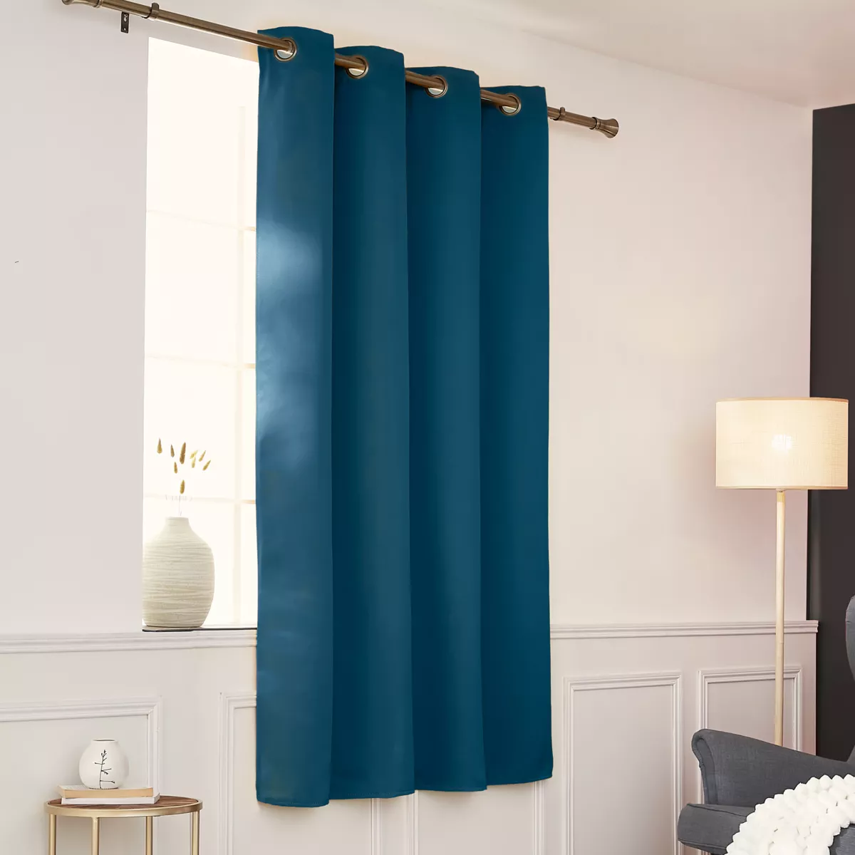 Cortina oscurecedora térmica (140 x 180 cm) Calore Azul petróleo