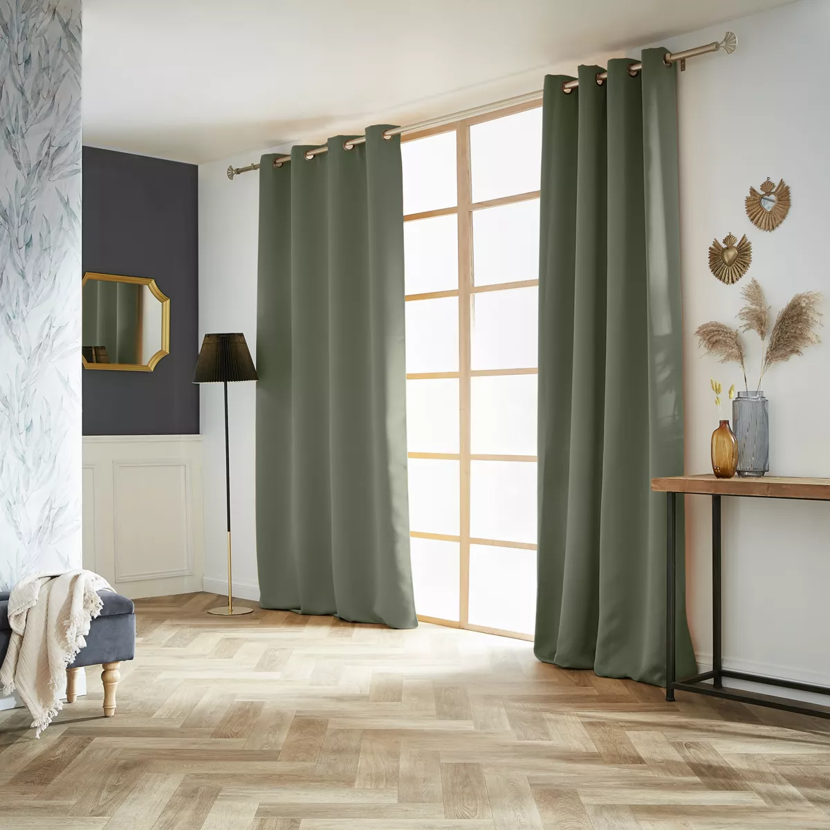 Cortina oscurecedora (140 x 280 cm) Dark Verde caqui 