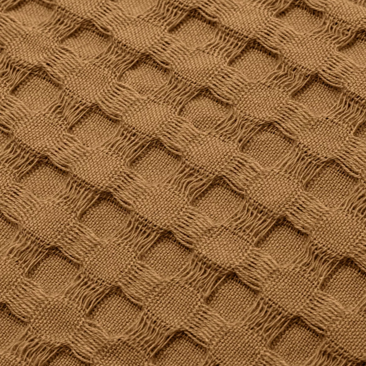 Housse de coussin carrée coton nid d'abeille (40 x 40 cm) Maya Camel