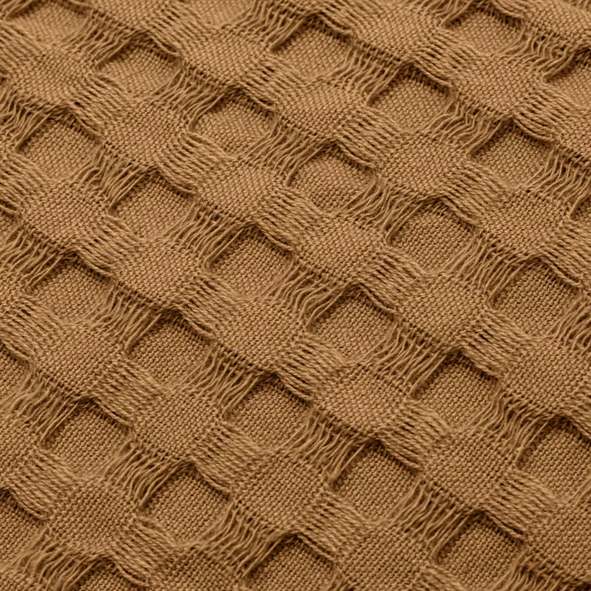 Couvre-lit coton nid d'abeille (220 x 250 cm) Maya Camel