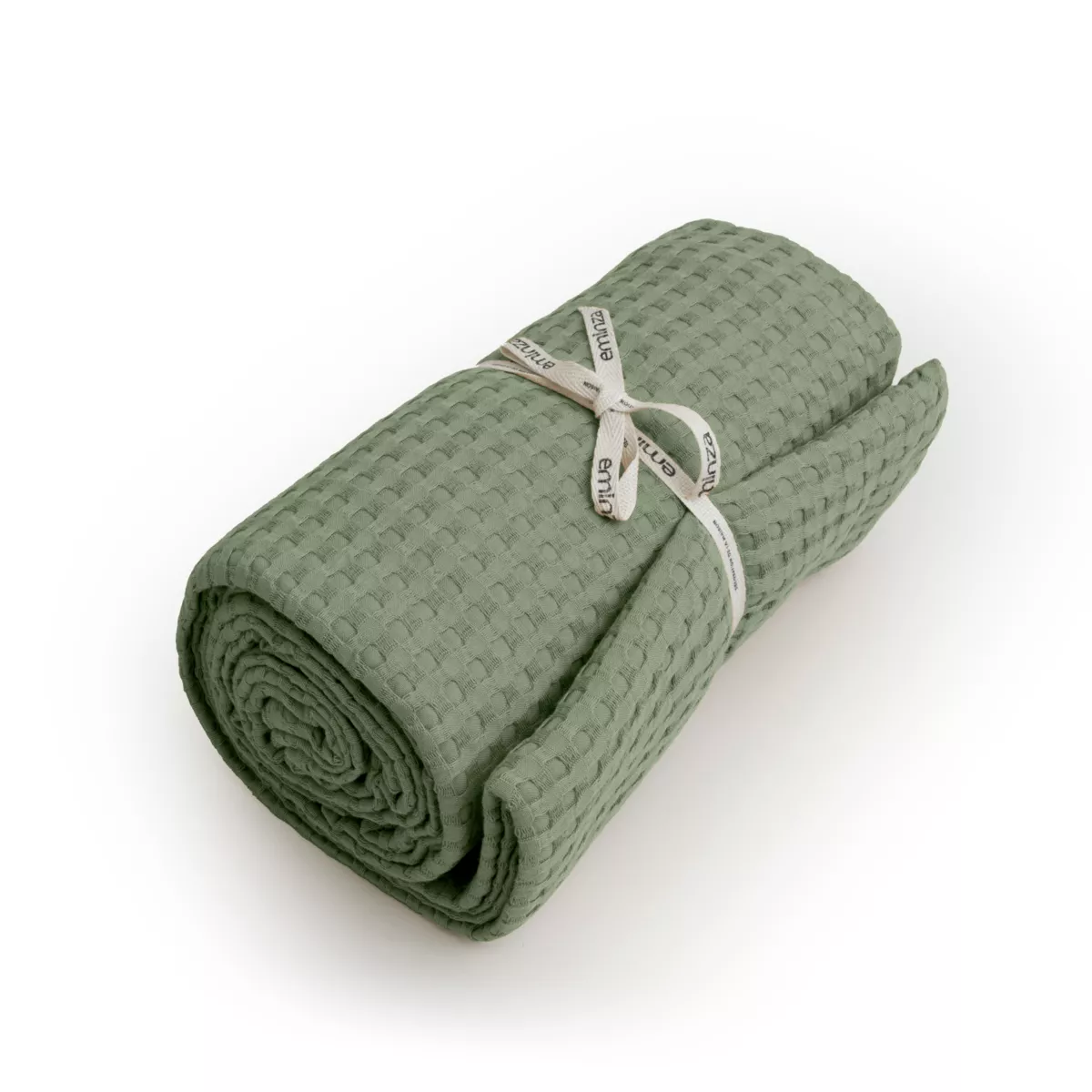 Tagesdecke Baumwolle Wabenoptik (180 x 220 cm) Maya Rosmaringrün