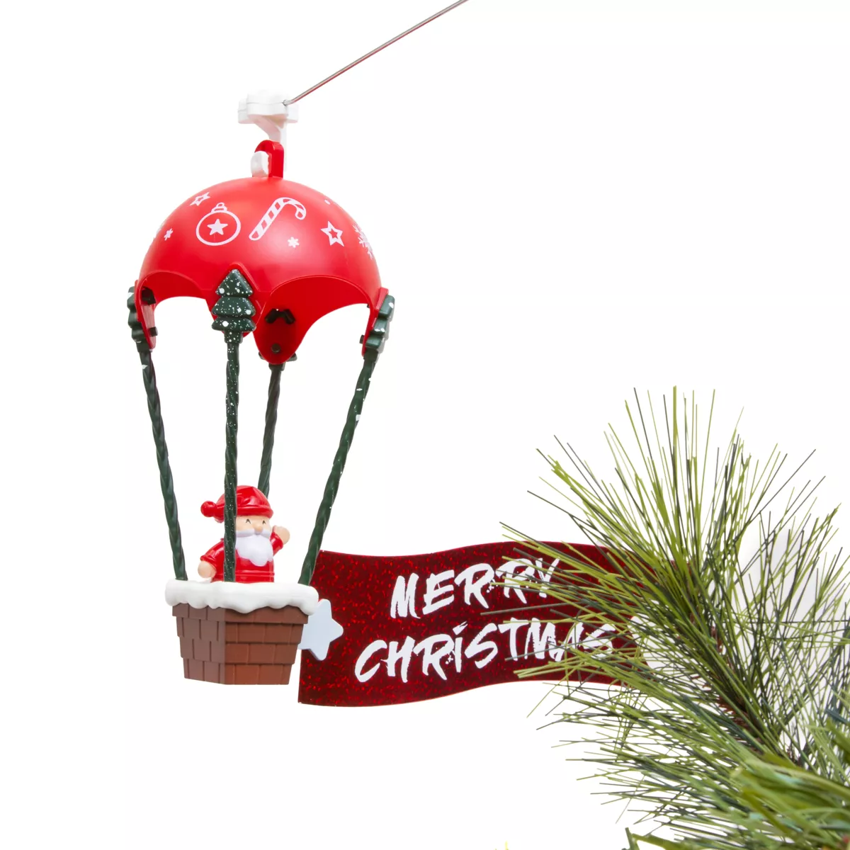 Puntale di albero di Natale rotante e musicale Cappello di Babbo Natale