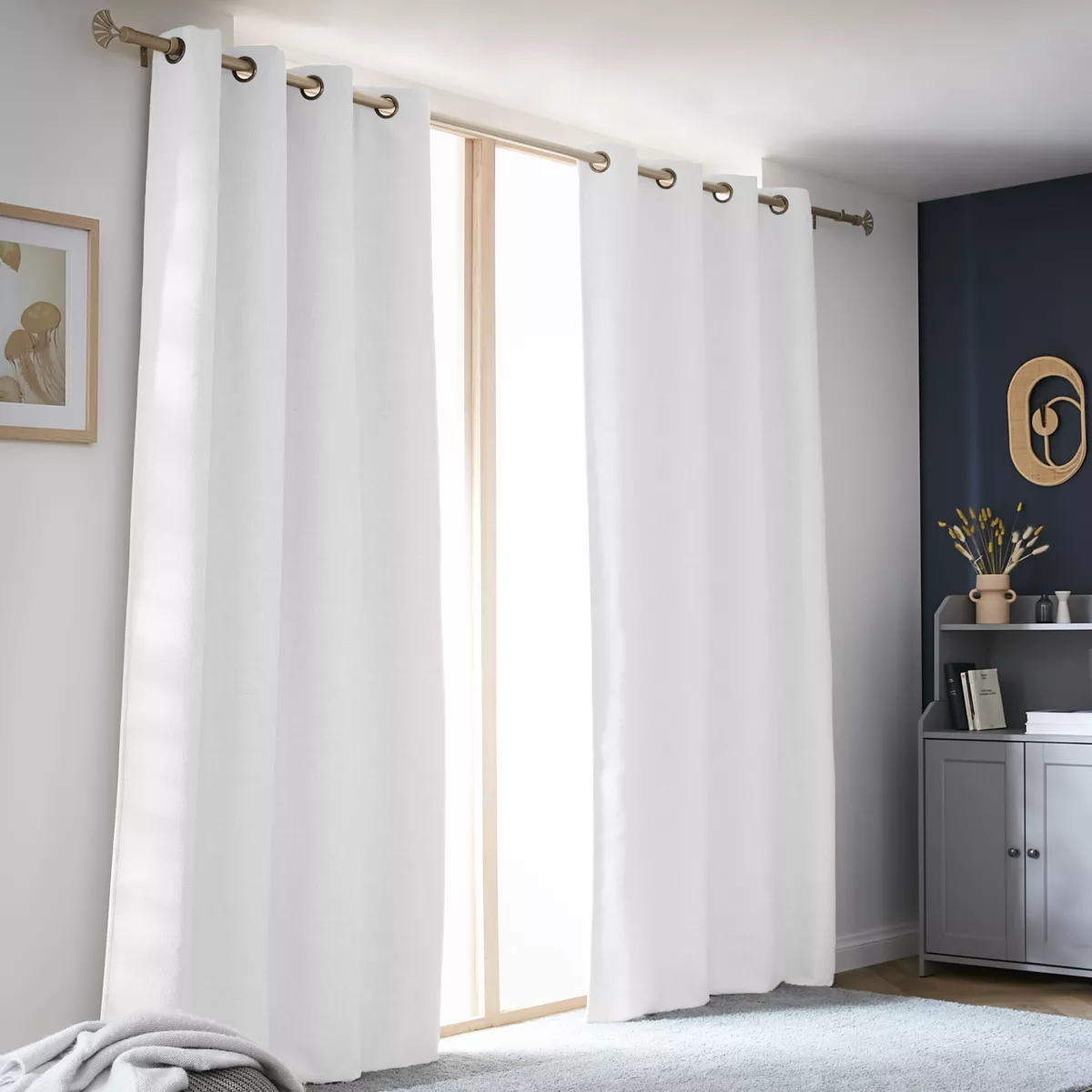 Cortina oscurecedora térmica (140 x 240 cm) Alba Blanco