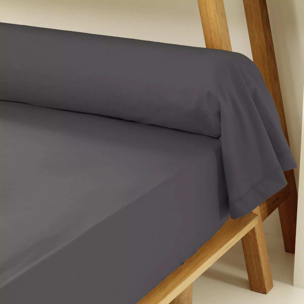Funda para travesaño de algodón percal (L185 cm) Cali Gris antracita