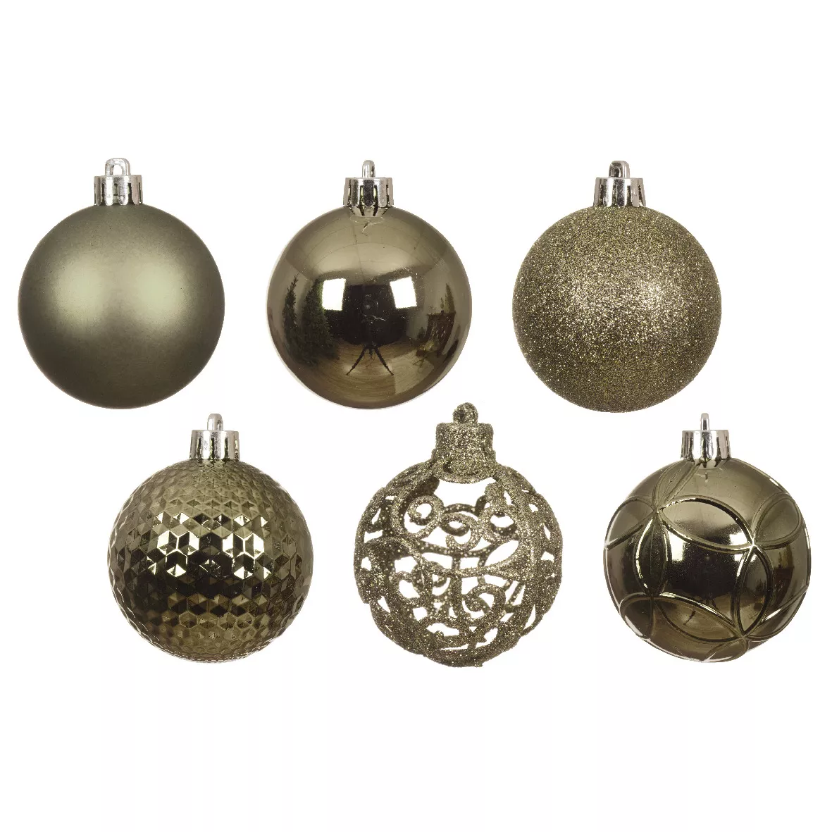 Lot de 37 boules de Noël (D60 mm) Alpine Mix Vert romarin