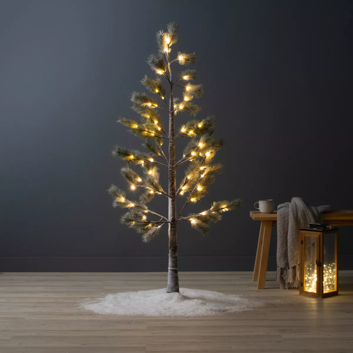 Albero luminoso 72 LED (H150 cm) Abete Alpino innevato / bianco caldo