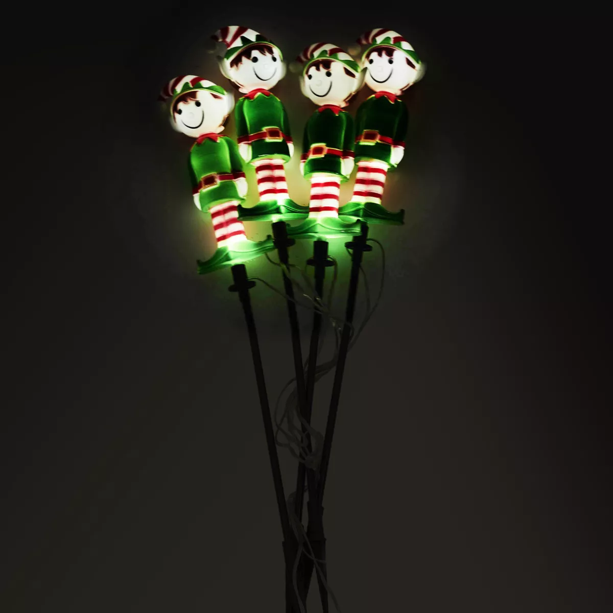 Set van 4 zonne-tuinpalen (H40 cm) Schalkse kabouter licht Warm wit