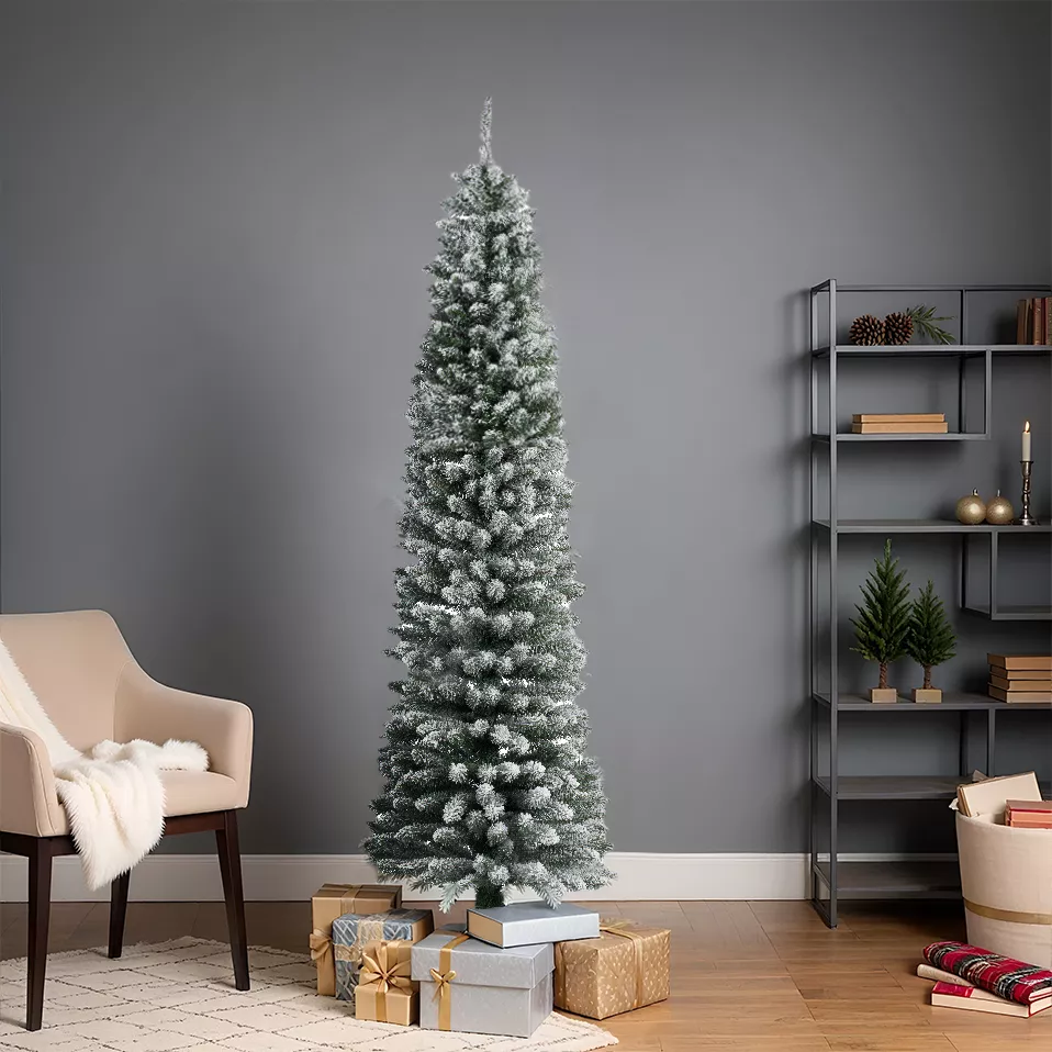Kunstkerstboom Narrow H120 cm besneeuwd groen