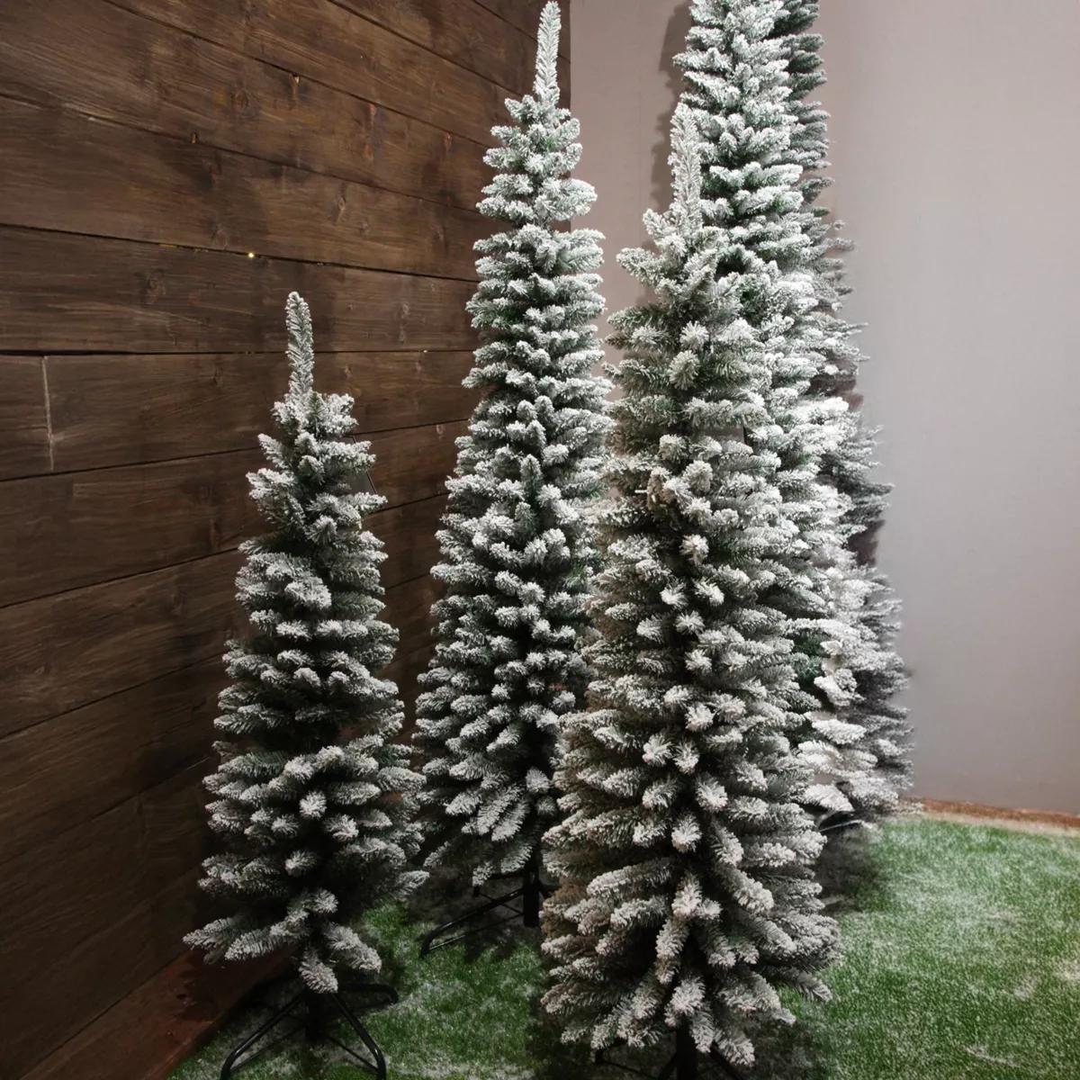 Sapin artificiel de Noël Narrow H150 cm Vert enneigé