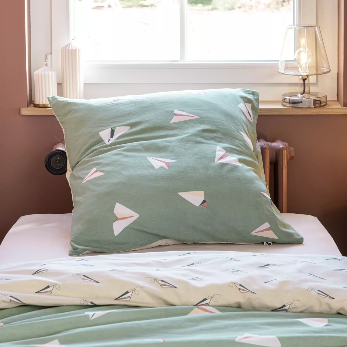 Parure de lit (Housse de couette + 1 Taie d'oreiller) 140 x 200 cm Coton imprimŽ PETITS PAPIERS