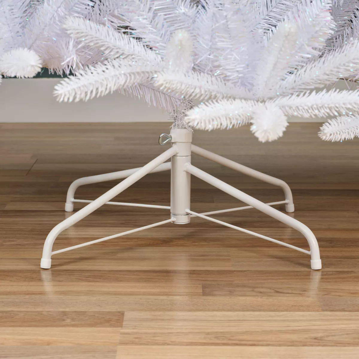 Sapin artificiel de Noël H180 cm Odense Blanc irisé et pailleté