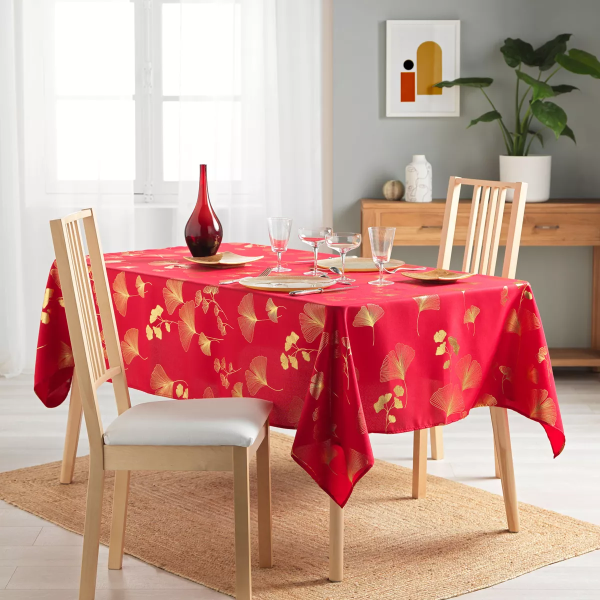 Nappe rectangulaire (150 x 240 cm) Bloomy Rouge