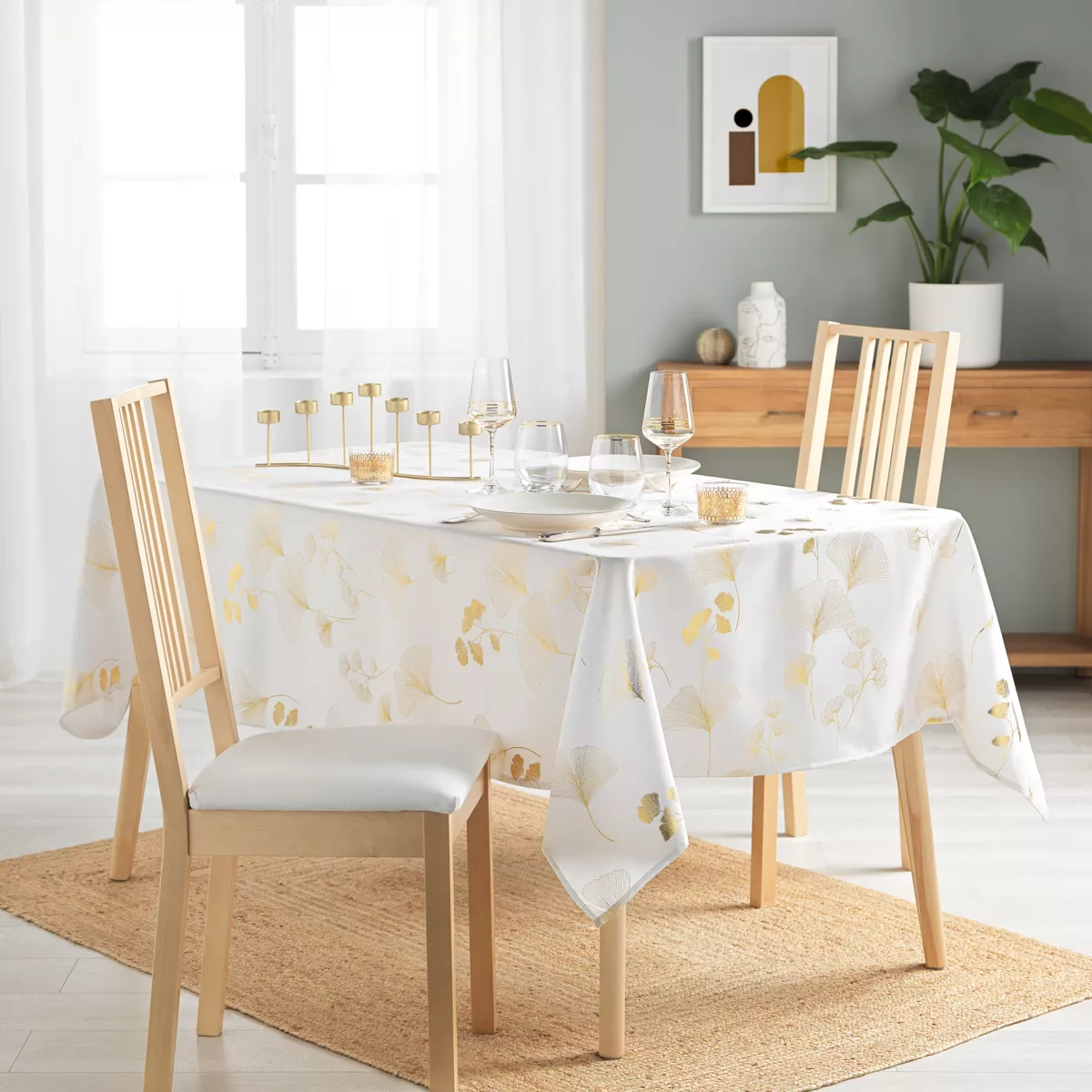 Nappe rectangulaire (L300 cm) Bloomy Blanche 1