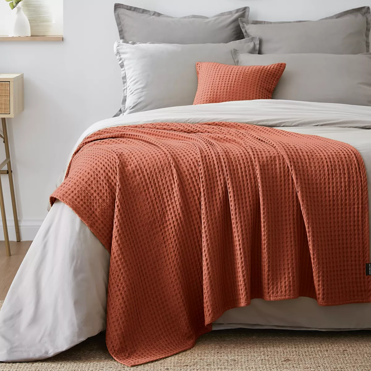 Gooi bed katoen honingraat (130 x 160 cm) Maya Terracotta