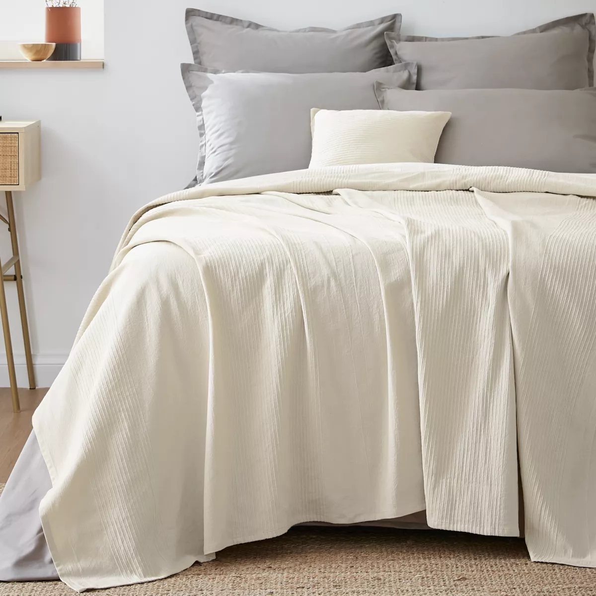 Cubrecama algodón tejido (220 x 250 cm) Léa Beige pampa