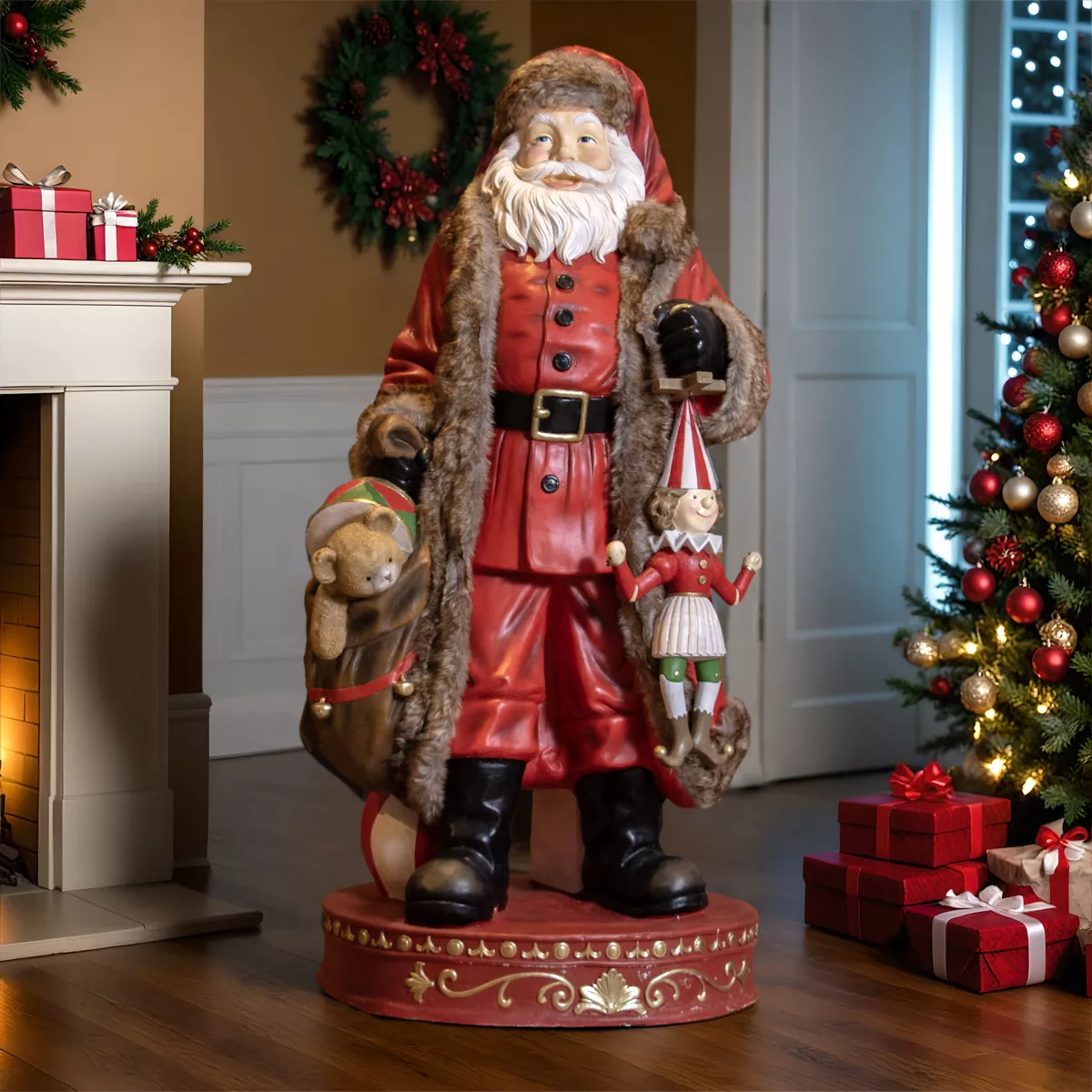 Babbo Natale tradizionale Gigante (H166 cm) Klaus e i regali