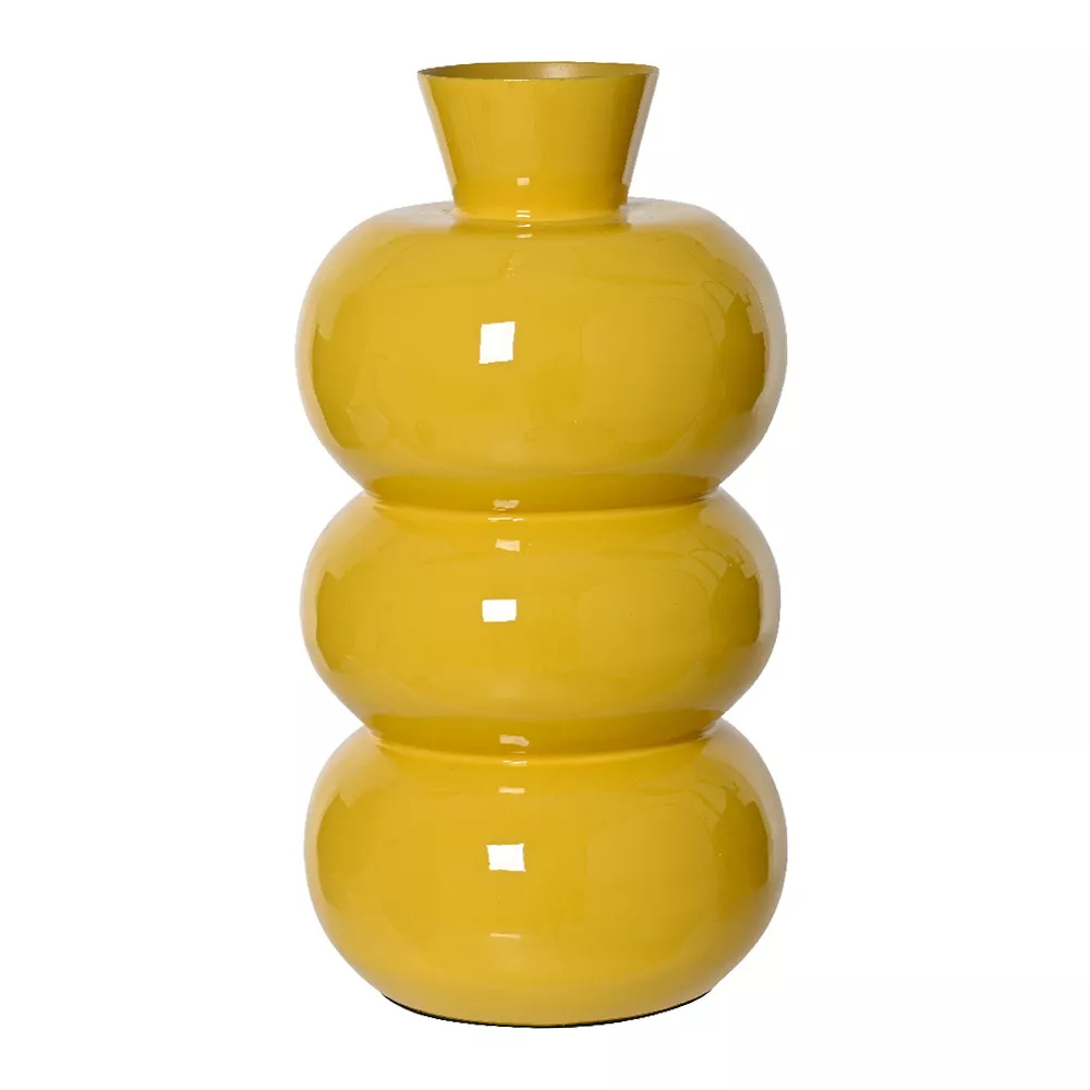 Vase en métal émaillé fait main (H33 cm) Serena Jaune brillant