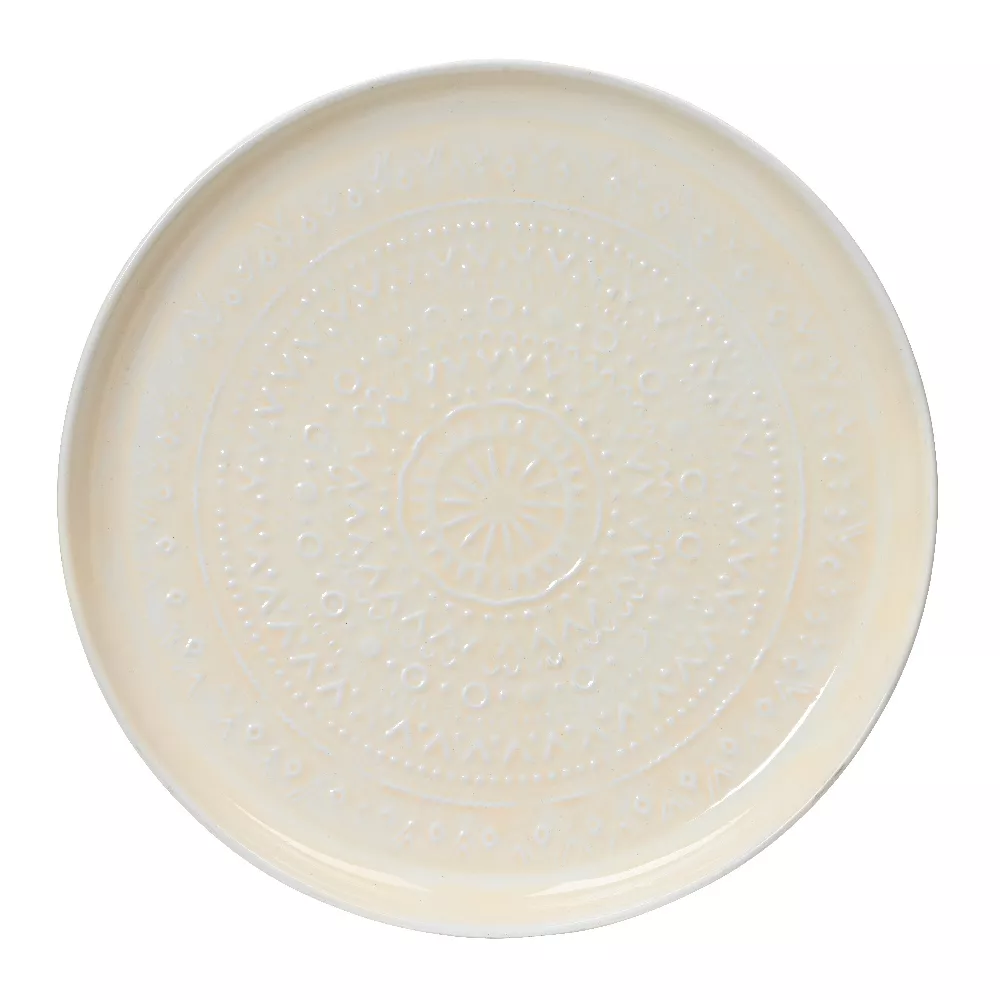 Beistelltisch rund (H43 cm) Tablett emailliert Cremefarben