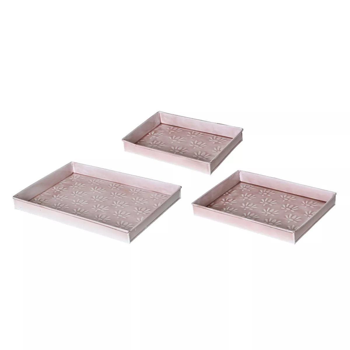 3er Set Deko-Tablett (34 x 24 cm) Fleurs d'Ésmée Blassrosa