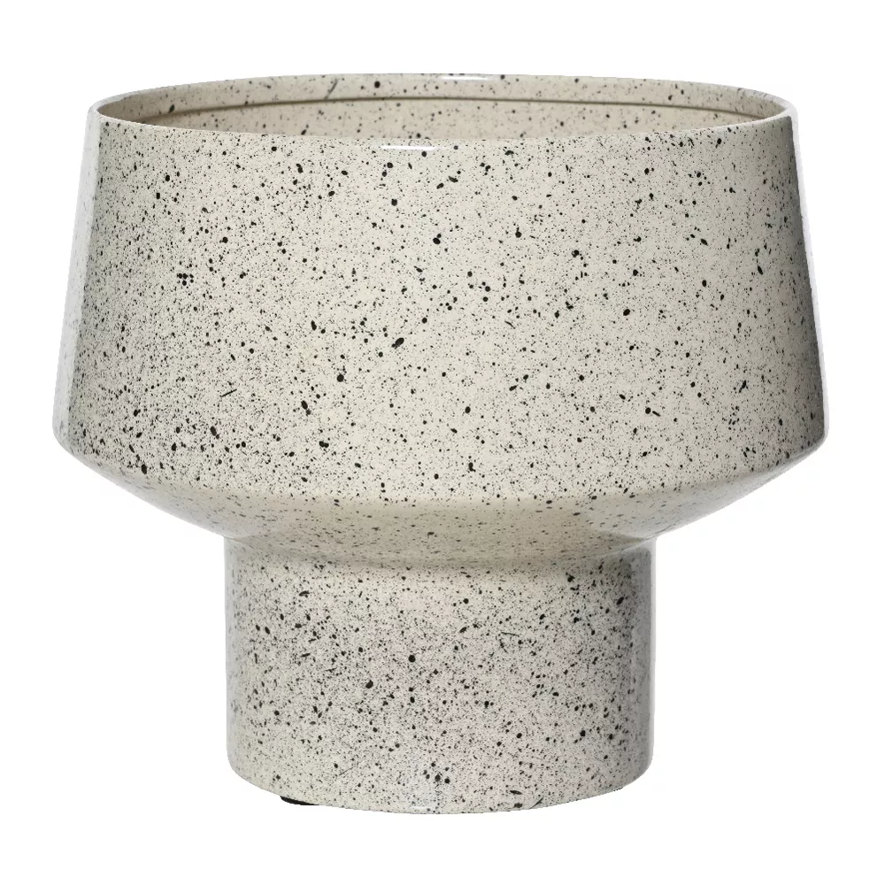 Cache-pot en métal (H20 cm) Terrazzo Ivoire