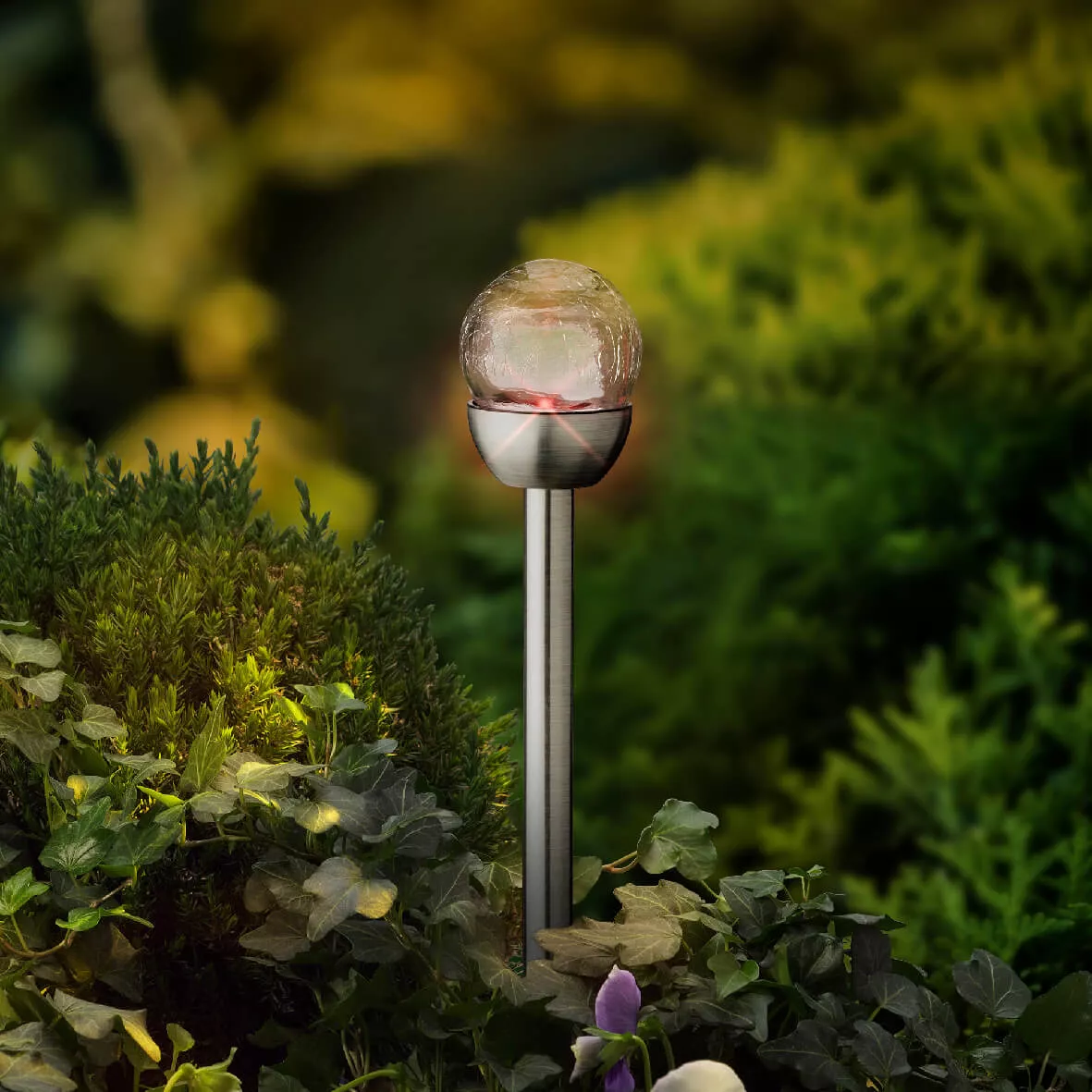 Lotto di 6 paletti da giardino solari Vetro effetto screpolato - Multicolore