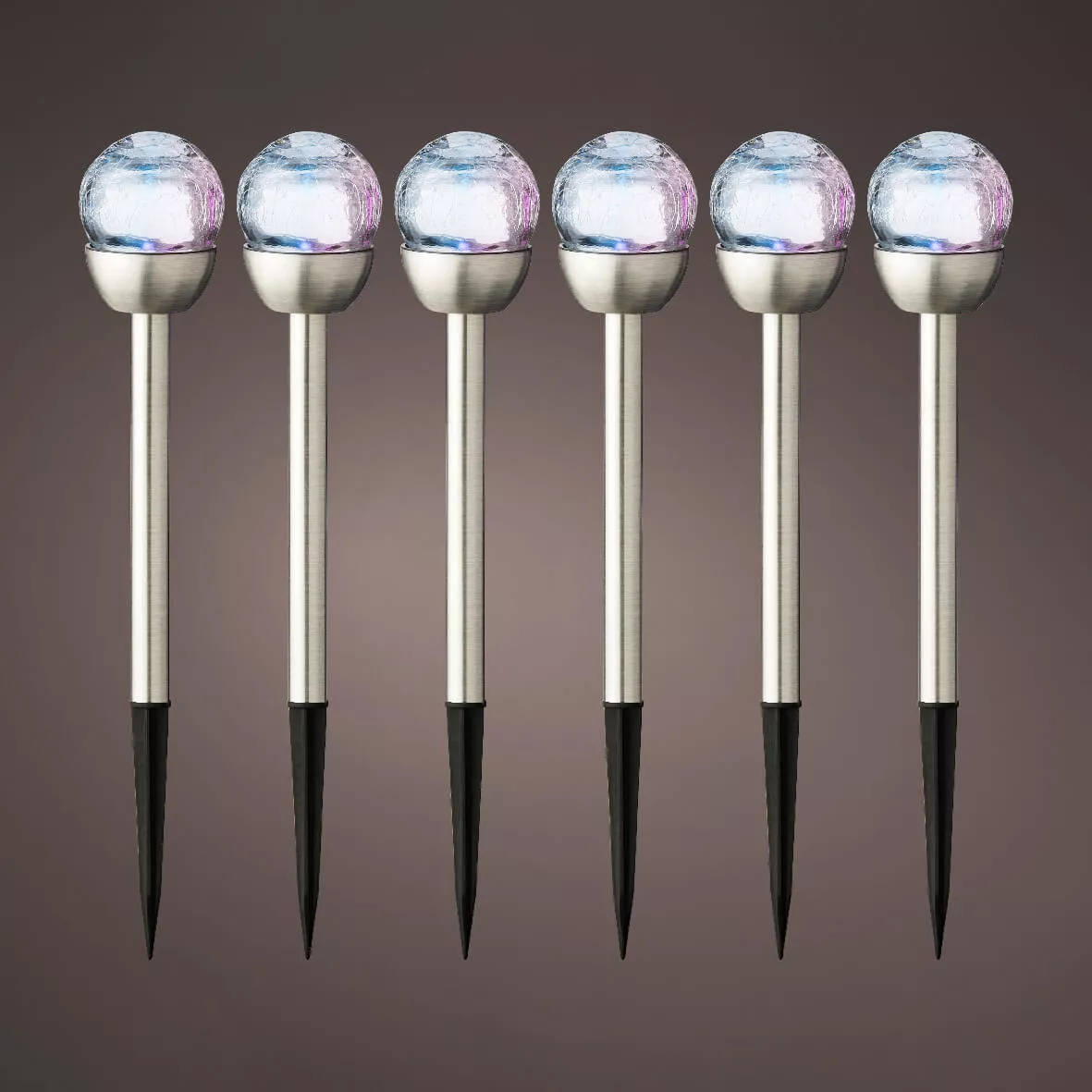 Lotto di 6 paletti da giardino solari Vetro effetto screpolato - Multicolore