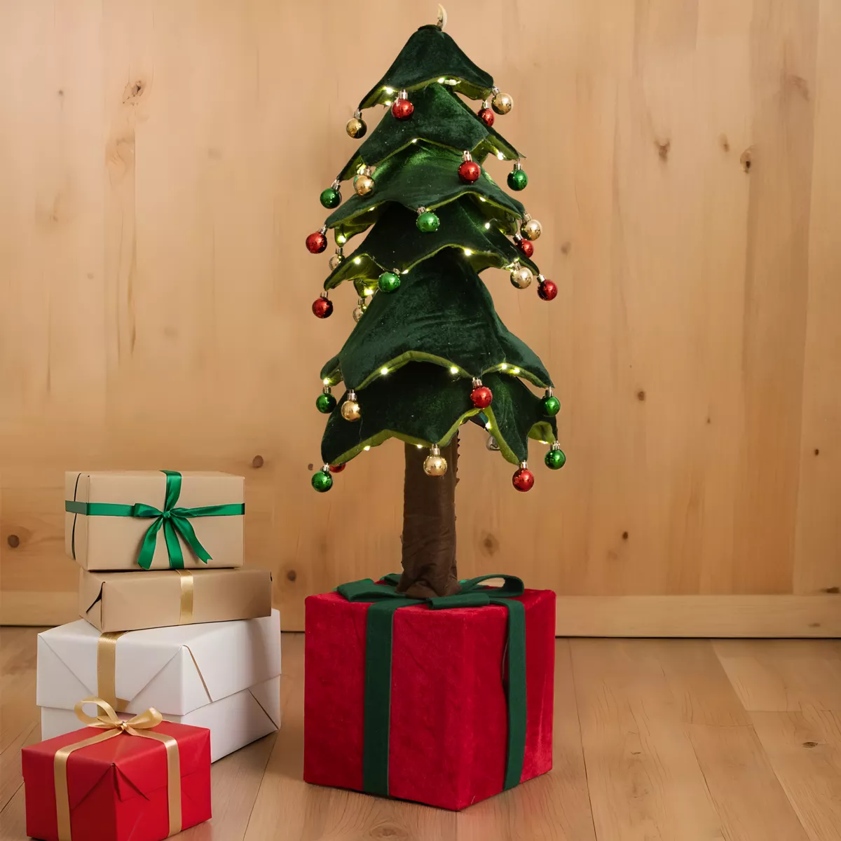 Verlichte kerstboom op batterijen (H115 cm) Mijn mooie Geschenk