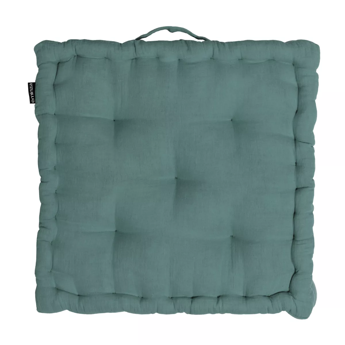 Coussin de sol gaze de coton (50 x 50 cm) Gaïa Bleu canard