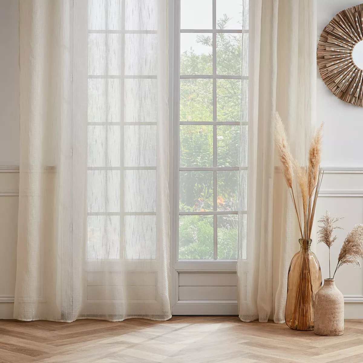 Tenda trasparente con passanti nascosti (140 x 240 cm) Raphaël Beige