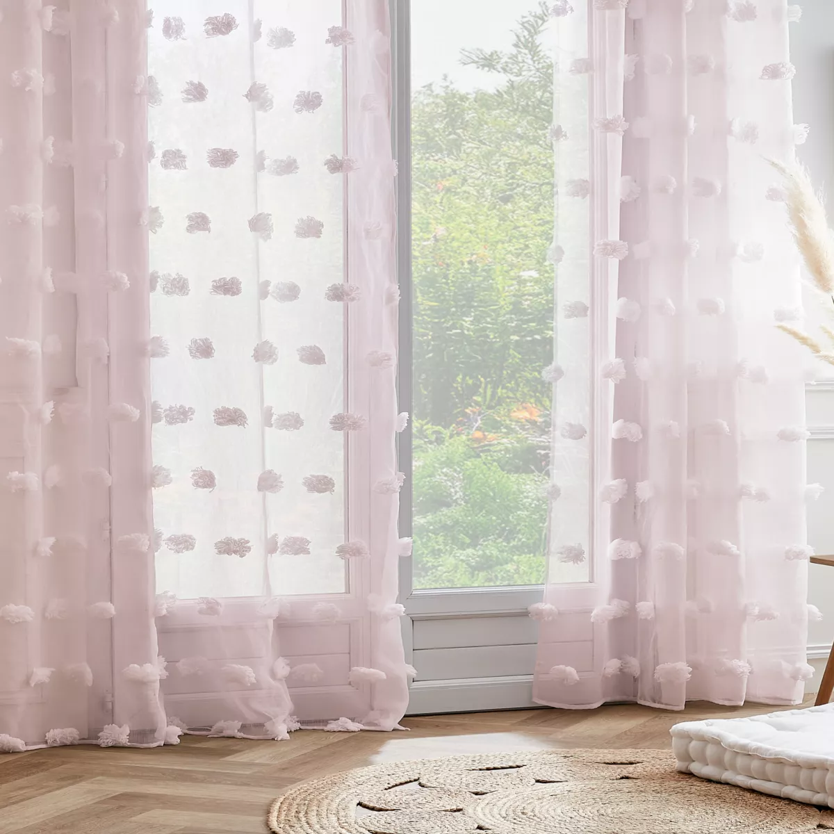 Tenda con occhielli con pon pon (140 x 240 cm) Suzie Rose