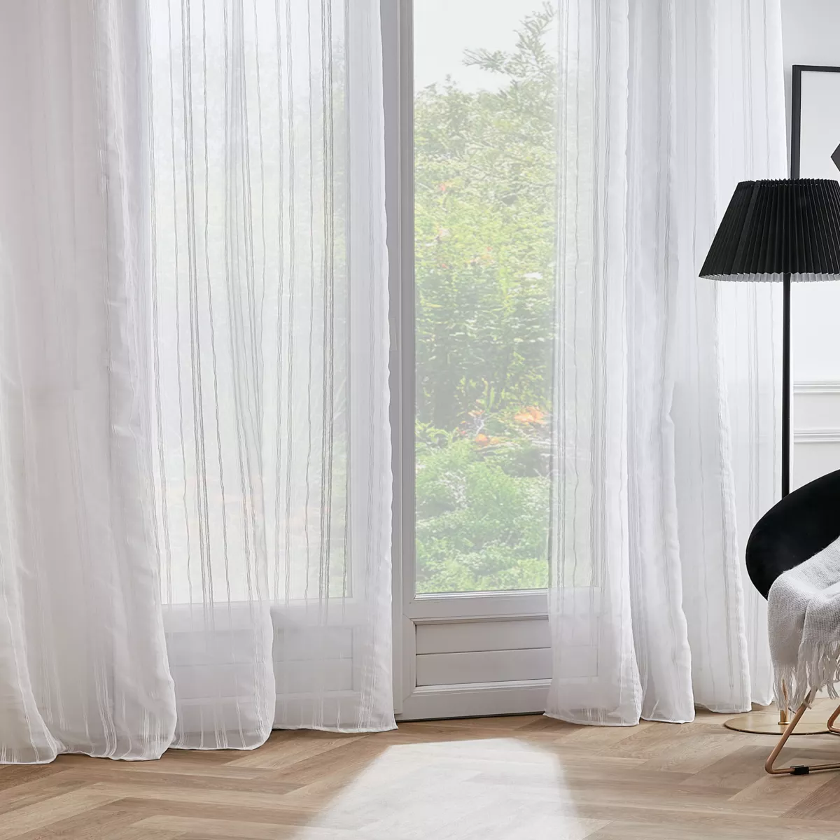 Tenda trasparente con nastro arricciatenda (140 x 240 cm) Théo Bianco