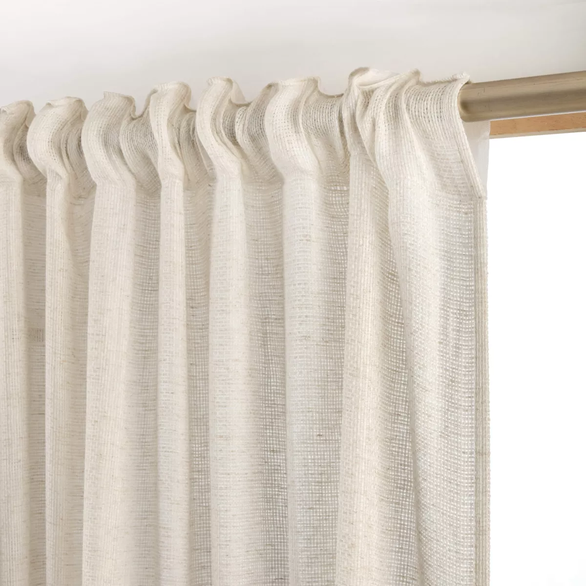 Tenda trasparente con nastri arricciati effetto lino (140 x 240 cm) Luca Beige