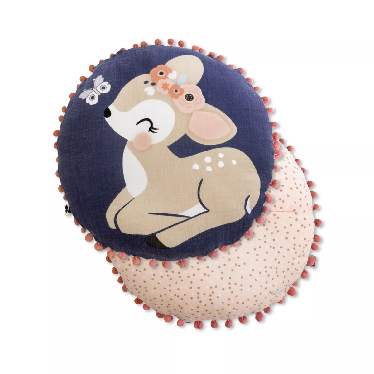Rundes Kinderbaumwollkissen (40 cm) Forêt enchantée Mehrfarbig