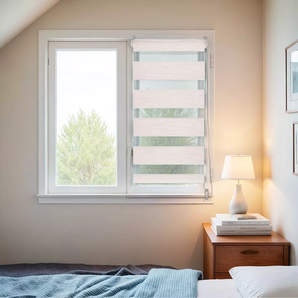 Estor enrollable  (60 x alto 90 cm) Día / Noche Beige veteado 1