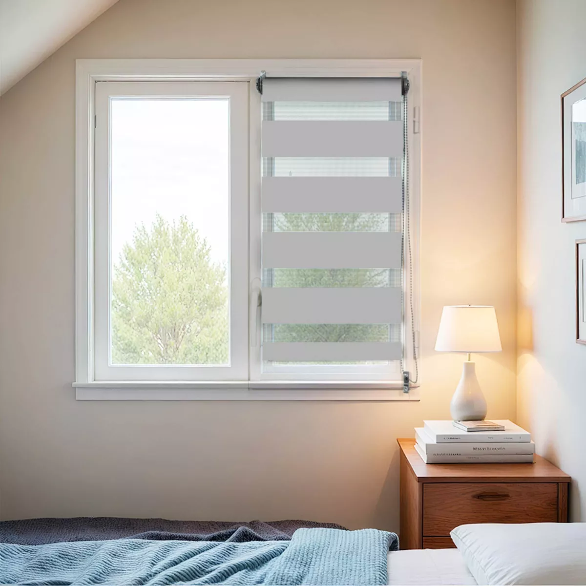 Estor enrollable (45 Alto 90 cm) Día/Noche Gris claro 1